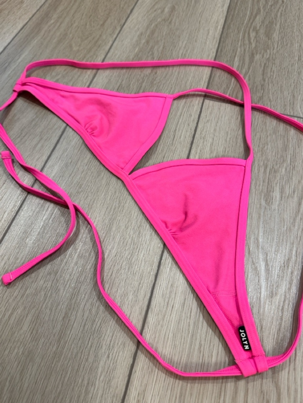 Jolyn Hot Pink Sporty Triangle Bikini Top Sz L Surf Swim Beach Paddleboard